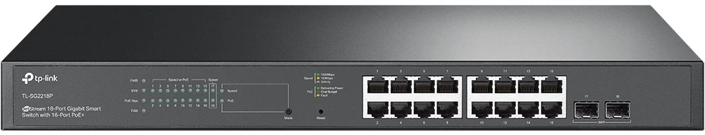 Šakotuvas Carruzzo TP-Link JetStream TL-SG2218P tinklo komutatorius Valdomas L2/L2+ Gigabit Ethernet (10/100/1000) Maitinimas per Eternetą (PoE) 1U Juoda