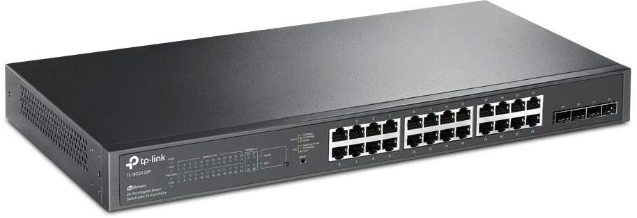 Šakotuvas Carruzzo TP-Link JetStream TL-SG2428P tinklo komutatorius Valdomas L2/L2+ Gigabit Ethernet (10/100/1000) Maitinimas per Eternetą (PoE) 1U Juoda