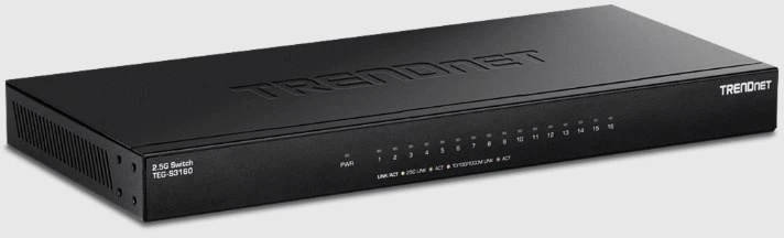 Šakotuvas Carruzzo Trendnet TEG-S3160 tinklo komutatorius Ne-valdomas 2.5G Ethernet (100/1000/2500) Desktopas Juoda