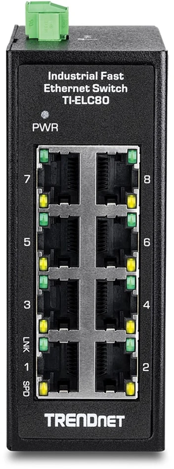 Šakotuvas Trendnet 8-PORT INDUSTRIAL FAST ETHERNE - DIN-RAIL MINI SWITCH