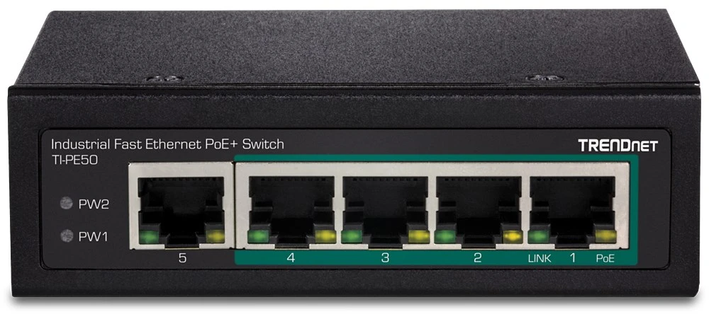 Šakotuvas Carruzzo Trendnet TI-PE50 tinklo komutatorius Ne-valdomas Fast Ethernet (10/100) Maitinimas per Eternetą (PoE) Juoda