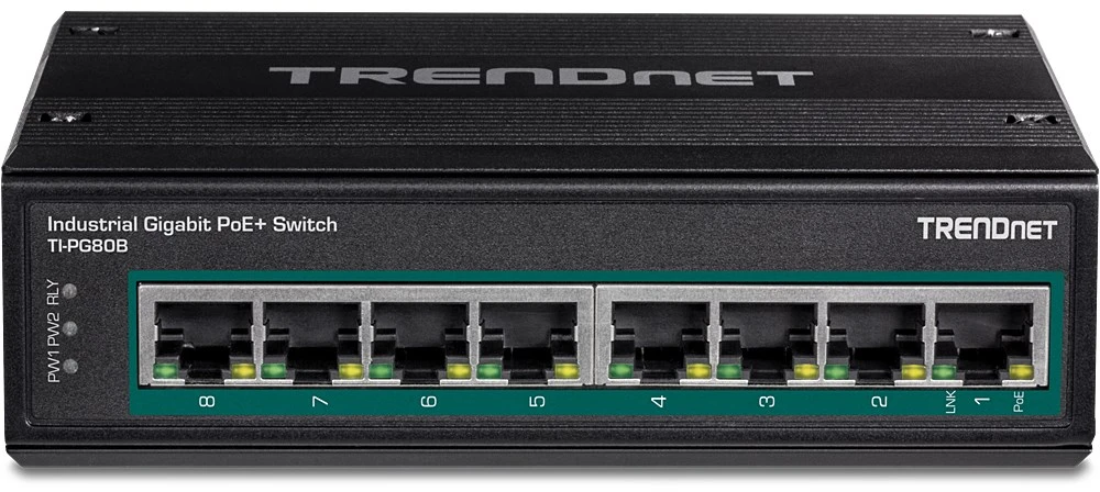 Šakotuvas Carruzzo Trendnet TI-PG80B tinklo komutatorius Gigabit Ethernet (10/100/1000) Maitinimas per Eternetą (PoE) Juoda