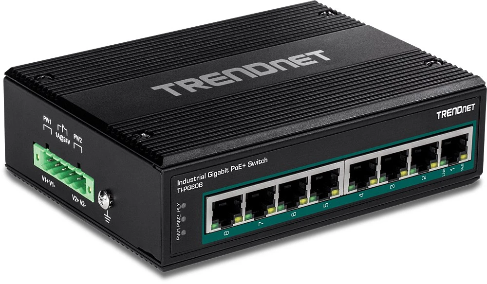 Šakotuvas Carruzzo Trendnet TI-PG80B tinklo komutatorius Gigabit Ethernet (10/100/1000) Maitinimas per Eternetą (PoE) Juoda