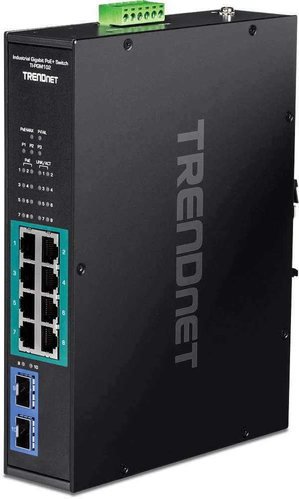 Šakotuvas Carruzzo Trendnet TI-PGM102 tinklo komutatorius Gigabit Ethernet (10/100/1000) Maitinimas per Eternetą (PoE) Juoda