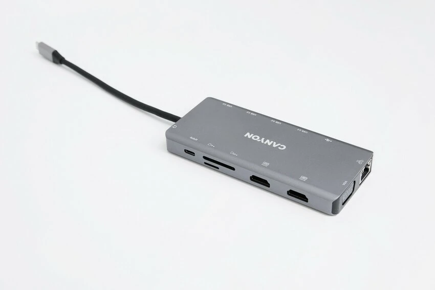 CANYON šakotuvas DS-12 13in1 4k USB-C Tamsiai pilka