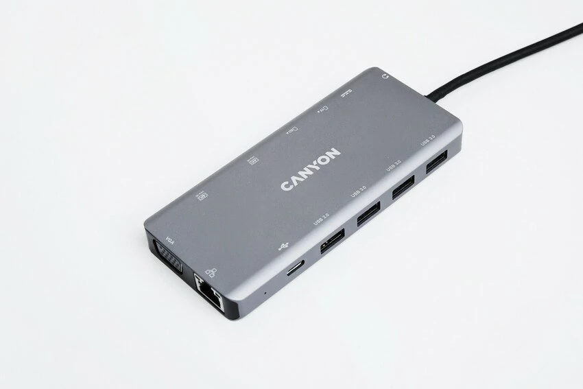 CANYON šakotuvas DS-12 13in1 4k USB-C Tamsiai pilka