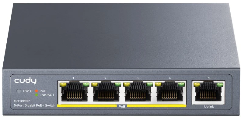 Šakotuvas Komutatorius - Cudy GS1005P Gigabit PoE 5 Prievadai Pilkas