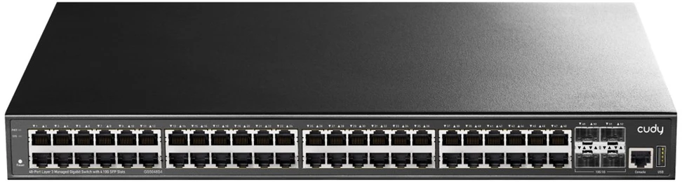 Šakotuvas Valdomas Komutatorius - Cudy GS5048S4 L3 Gigabit Ethernet 48 Prievadai Juodas
