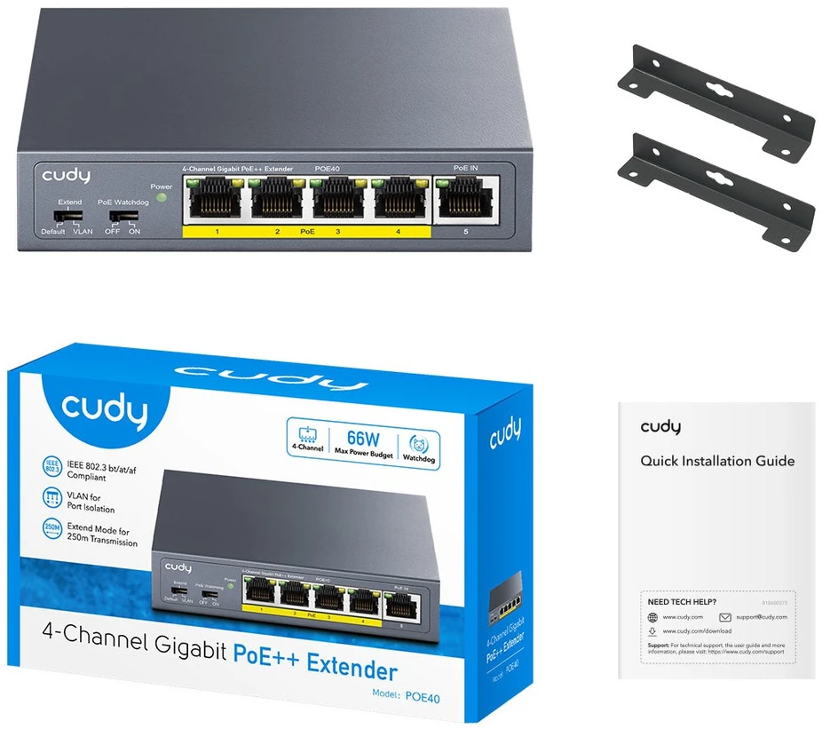 Šakotuvas Cudy POE40 PoE adapteris Gigabitinis eternetas