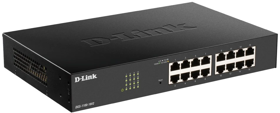 Šakotuvas D-Link DGS-1100-16V2 Valdomas L2 Gigabit Ethernet (10/100/1000) Juoda