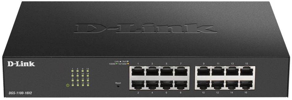 Šakotuvas D-Link DGS-1100-16V2 Valdomas L2 Gigabit Ethernet (10/100/1000) Juoda