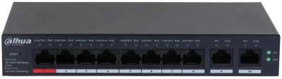 Šakotuvas Dahua Technology DH-CS4010-8GT-110 tinklo komutatorius Valdomas L2 Gigabit Ethernet (10/100/1000) Maitinimas per Eternetą (PoE) Juoda