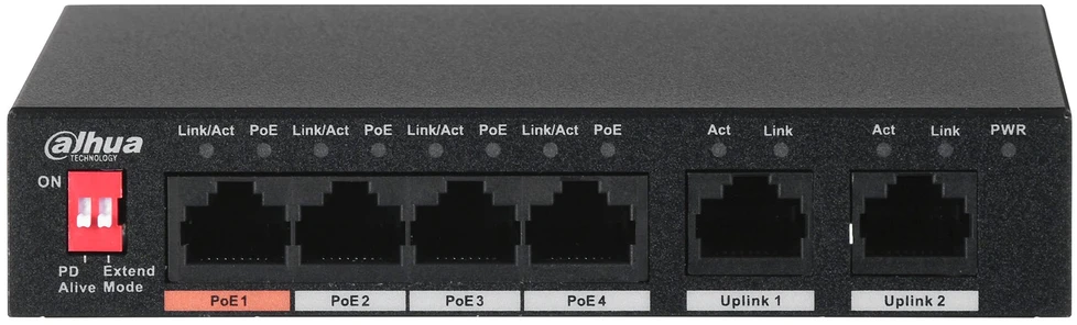 Šakotuvas SWITCH POE PFS3006-4ET-60-V2 4 PRIEVADŲ DAHUA