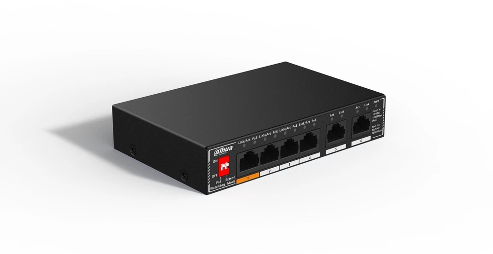Šakotuvas SWITCH POE SG1006P 4 PRIEVADŲ DAHUA