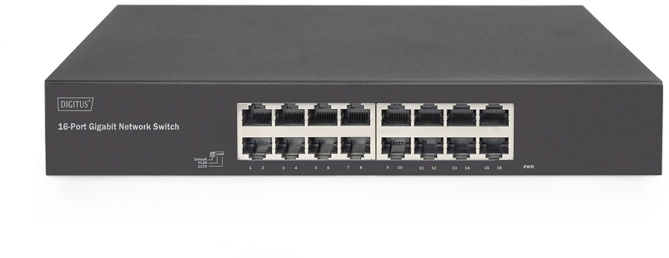 Šakotuvas Digitus 16-PORT GBIT SWITCH 19ZOLL UNMA - 16-PORT 10/100/1000BASE-T