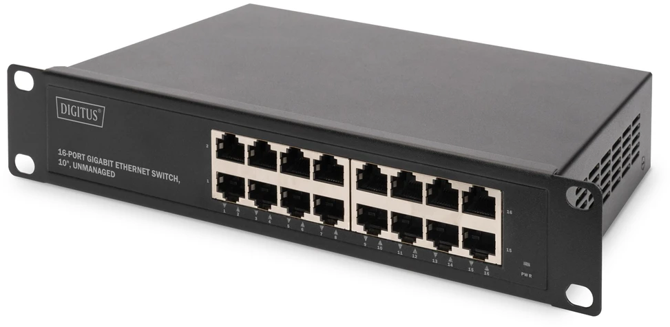 Šakotuvas Digitus DN-80115-1 tinklo komutatorius Ne-valdomas Gigabit Ethernet (10/100/1000) 1U Pilka