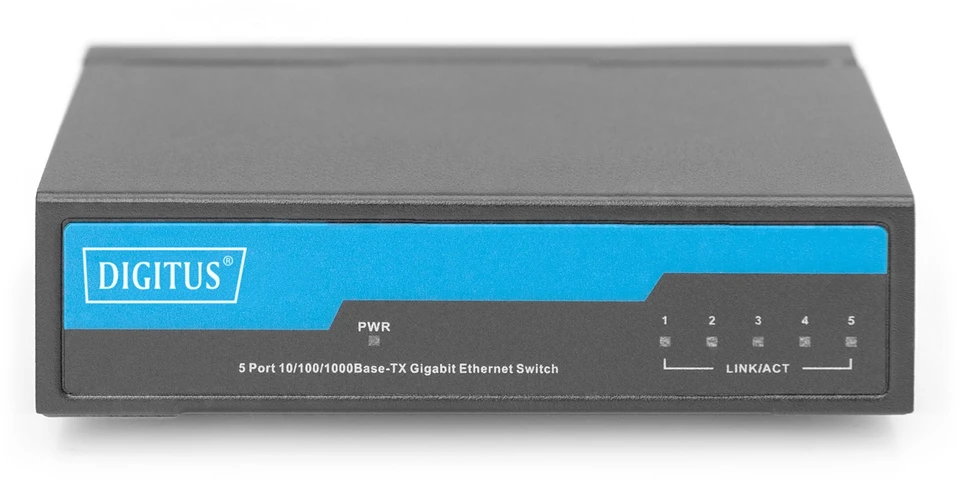 Šakotuvas Digitus DN-80202-1 tinklo komutatorius Ne-valdomas Gigabit Ethernet (10/100/1000) Juoda