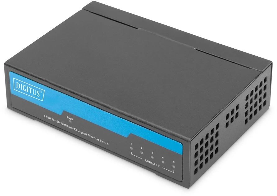 Šakotuvas Digitus DN-80202-1 tinklo komutatorius Ne-valdomas Gigabit Ethernet (10/100/1000) Juoda