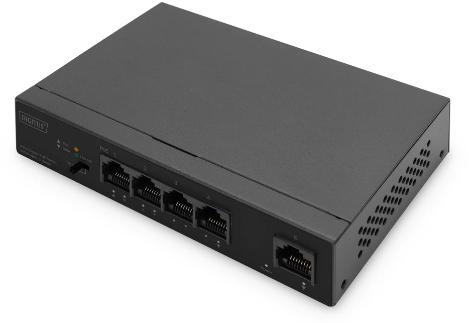 Šakotuvas Digitus Skaitmenas | 4 prievadų Gigabit PoE jungiklis | DN-95330-1 | Nevaldomas | Darbalaukis