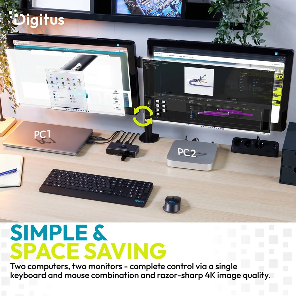 Digitus DS-12856 KVM jungiklis Pilka