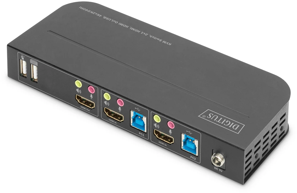 Assmann elektroninis DIGITUS KVM jungiklis 2x1 HDMI HDMI Out USB 4Kx2K 60Hz