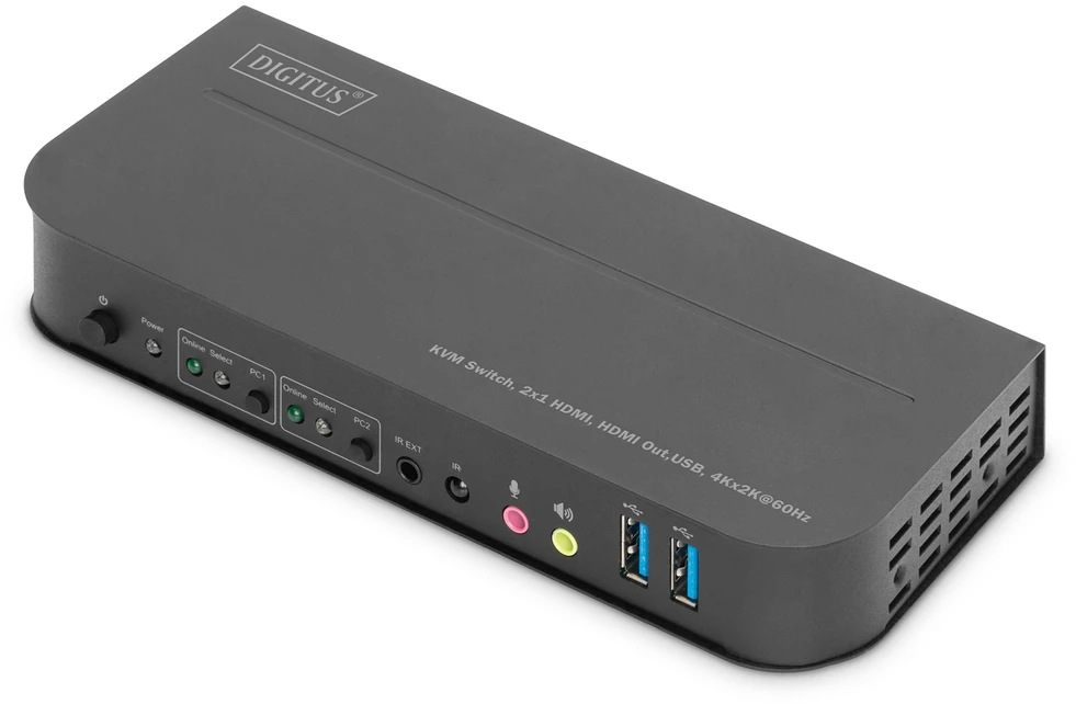 Assmann elektroninis DIGITUS KVM jungiklis 2x1 HDMI HDMI Out USB 4Kx2K 60Hz