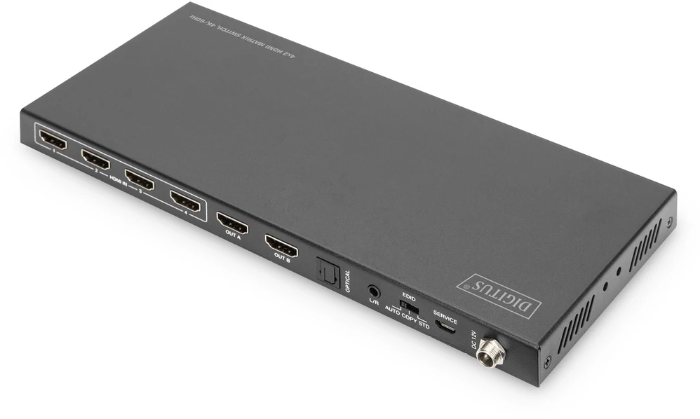Assmann elektroninis DIGITUS 4x2 HDMI matricinis jungiklis 4K/60Hz skaleris EDID ARC HDCP 2.2 18Gbps