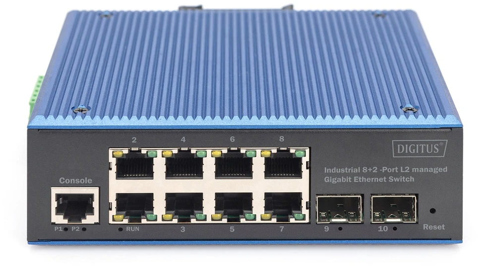 Šakotuvas DLC Digitus DN-651156 tinklo komutatorius Valdomas L2 Gigabit Ethernet (10/100/1000) Juoda, Mėlyna