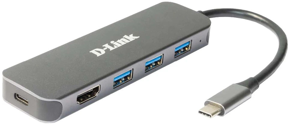 DLI D-Link DUB-2333 knyginių kompiuterių dokas / jungčių replikatorius Vielinis C tipo USB Pilka