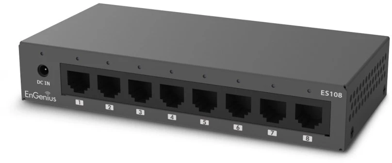 Šakotuvas ENN EnGenius ES108 tinklo komutatorius Ne-valdomas Gigabit Ethernet (10/100/1000) Juoda
