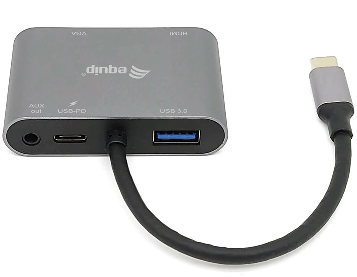 Equip 133483 knyginių kompiuterių dokas / jungčių replikatorius Vielinis USB 3.2 Gen 1 (3.1 Gen 1) Type-C Juoda, Pilka