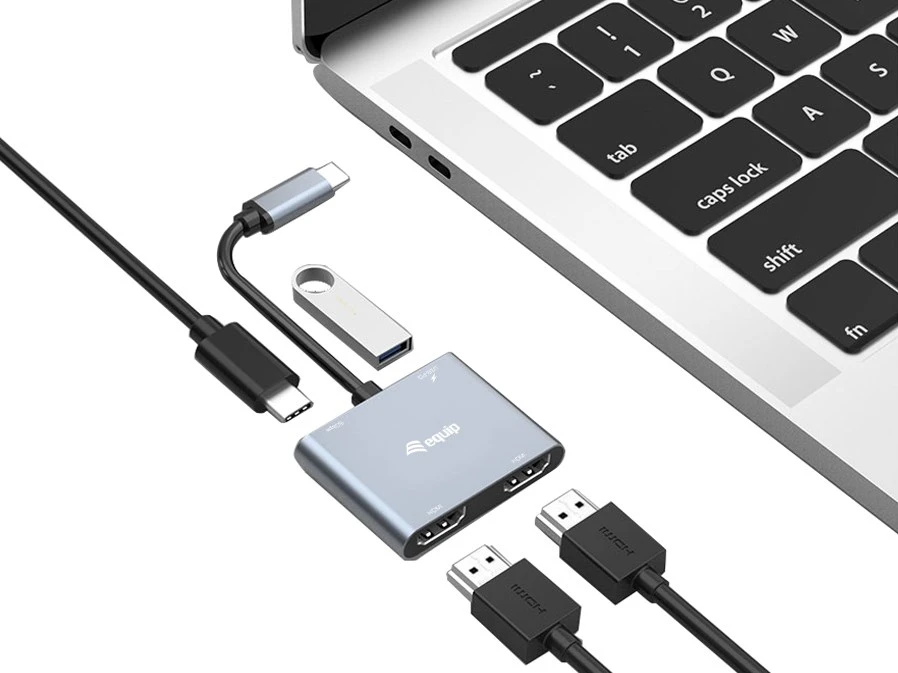 Equip 133484 knyginių kompiuterių dokas / jungčių replikatorius Vielinis USB 3.2 Gen 1 (3.1 Gen 1) Type-C Sidabras