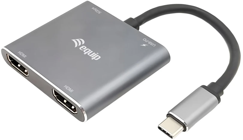 Equip 133484 knyginių kompiuterių dokas / jungčių replikatorius Vielinis USB 3.2 Gen 1 (3.1 Gen 1) Type-C Sidabras