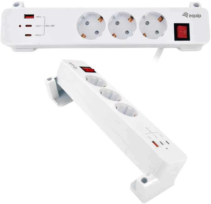 Equip 245556 elektros tinklo ilgintuvas 2 m 3 AC išvestis(ys / čių) Vidaus Balta