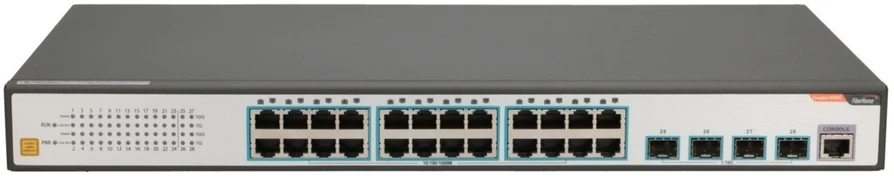Šakotuvas FBH FiberHome S4820-28T-X-AC tinklo komutatorius Valdomas L2/L3 Gigabit Ethernet (10/100/1000) 1U Juoda, Pilka