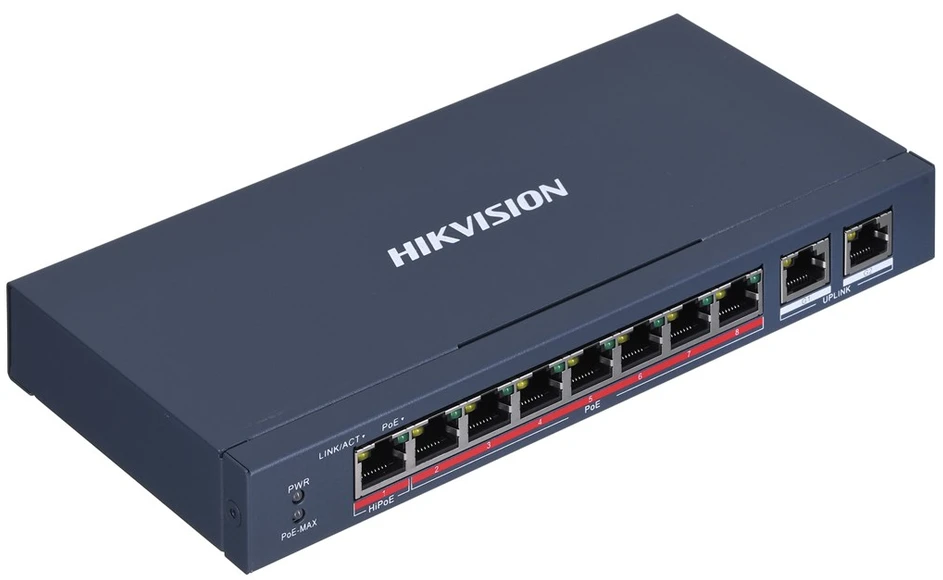 Šakotuvas SWITCH POE DS-3E0310HP-E 8 PRIEVADŲ Hikvision