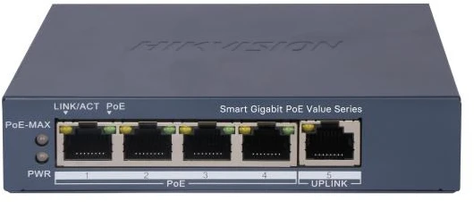Šakotuvas Hikvision 5 prievadų komutatorius DS-3E1505P-EI/M