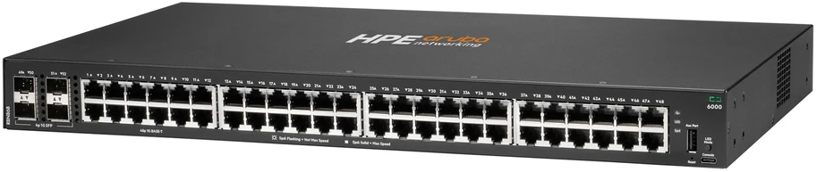 Šakotuvas HPE Aruba Networking CX 6000 Valdomas L2/L3 Gigabit Ethernet (10/100/1000) 1U Juoda