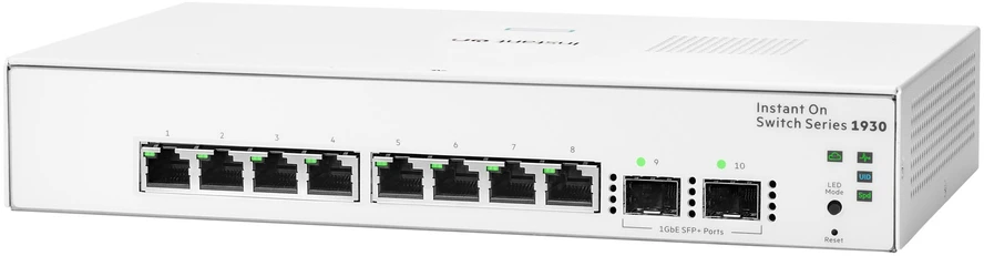 Šakotuvas „Hewlett Packard“ (HP) „HPE Aruba Networking“ tinklo komutatorius „Instant On Switch“ 8p Gigabit 2p SFP 1930 Valdomas L2/L3/L4 Gigabit Ethernet (10/100/1000) Maitinimas per Ethernet (PoE) 1U Balta