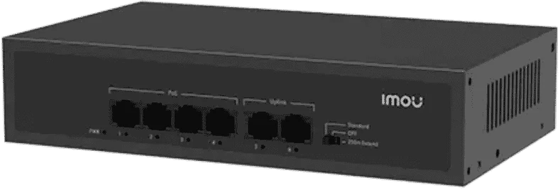 Šakotuvas IMOU SF106P 6 prievadų PoE komutatorius, 4×PoE, 2×Uplink, 45 W, 250 m