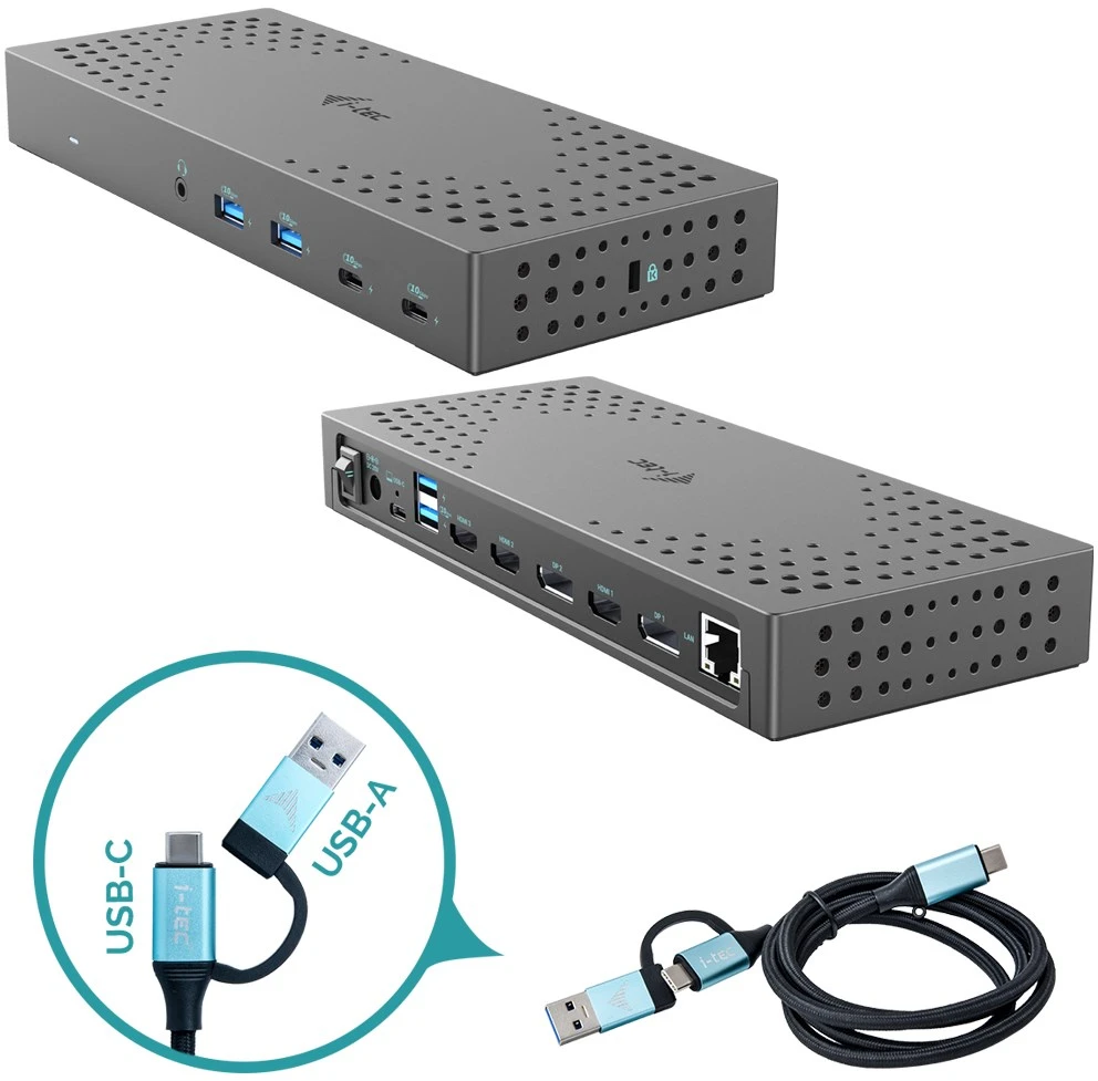 I-TEC USB 3.0 USB-C Thunderbolt 3x 4K prijungimo stotis Gen 2 + maitinimo tiekimas 100 W