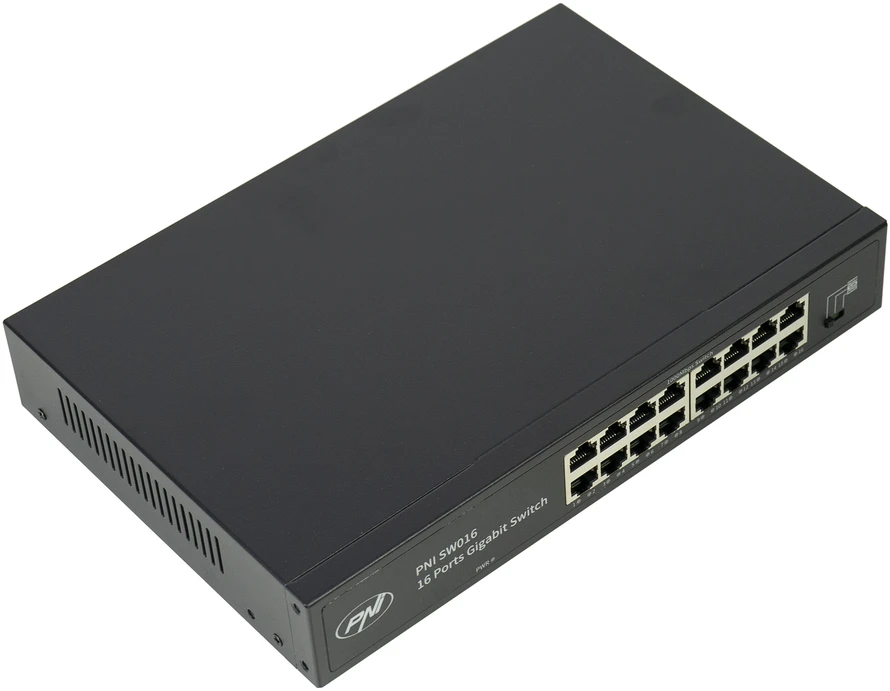 Šakotuvas Komutatorius PNI SW016, 16 x 10/100/1000 Mbps, Gigabit, metalinis korpusas