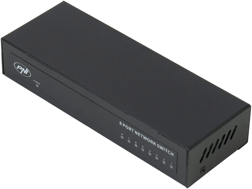 Šakotuvas Komutatorius PNI SW08 su 8 prievadais 10/100Mbps metaliniu korpusu
