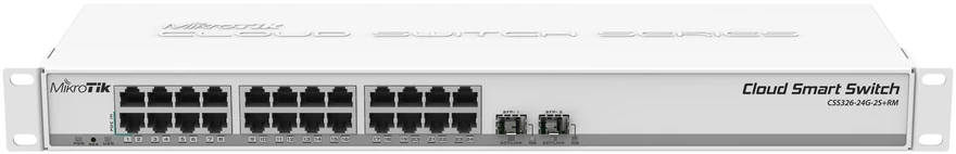 Šakotuvas Mikrotik CSS326-24G-2S+RM tinklo komutatorius Valdomas Gigabit Ethernet (10/100/1000) Maitinimas per Eternetą (PoE) 1U Balta