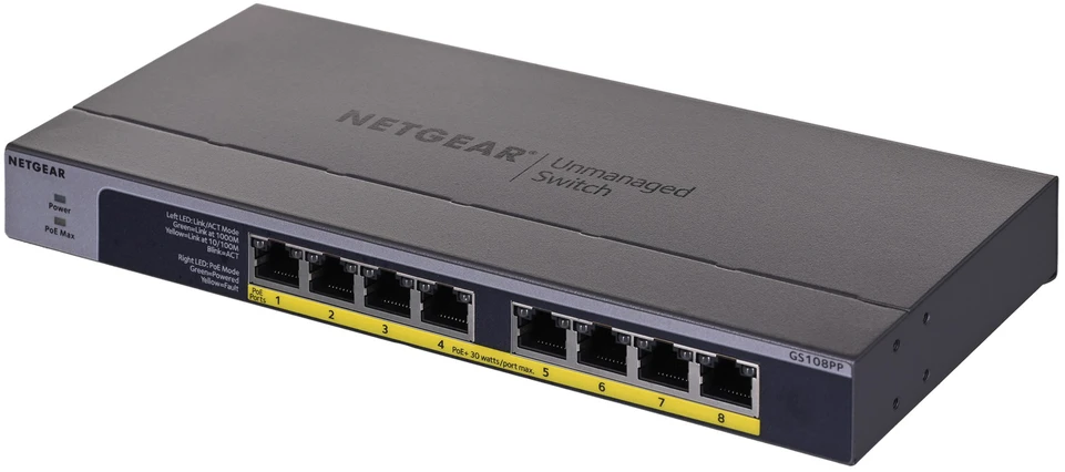 NETGEAR jungiklis nevaldomas 8 prievadų Gigabit POE / POE +