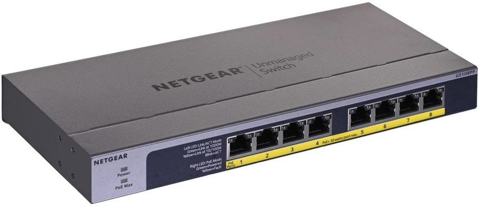 NETGEAR jungiklis nevaldomas 8 prievadų Gigabit POE / POE +