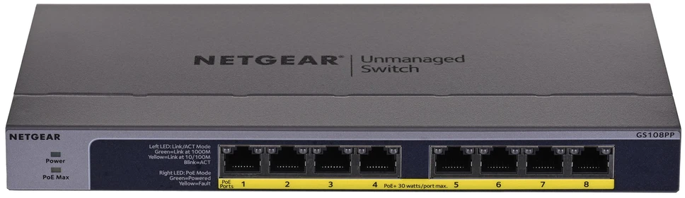 NETGEAR jungiklis nevaldomas 8 prievadų Gigabit POE / POE +