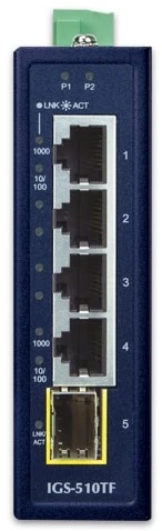 Šakotuvas PLANET IGS-510TF komutatorius bevielis Gigabit Ethernet (10/100/1000) Mėlyna