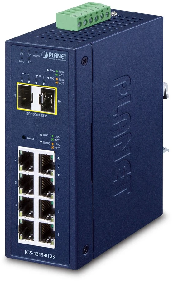 Šakotuvas PLANET IP30 Industrial L2/L4 8-Port Valdomas L2/L4 Gigabit Ethernet (10/100/1000) Mėlyna