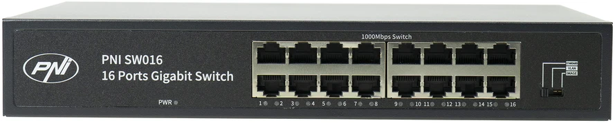 Šakotuvas PNI SW016 komutatorių rinkinys, 16 x 10/100/1000 Mbps, Gigabit, metalinis korpusas ir 1.5m CAT8 patch laidas PNI U8015W